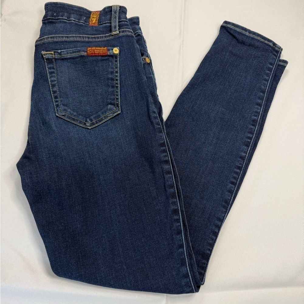 7 For All Mankind Blue Skinny Jeans with Classic Indigo Hue